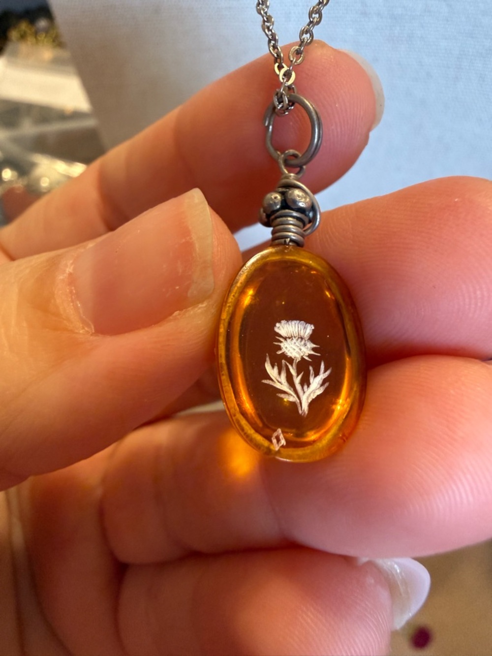 Amber Floral Pendant Necklace - Women Jewelry